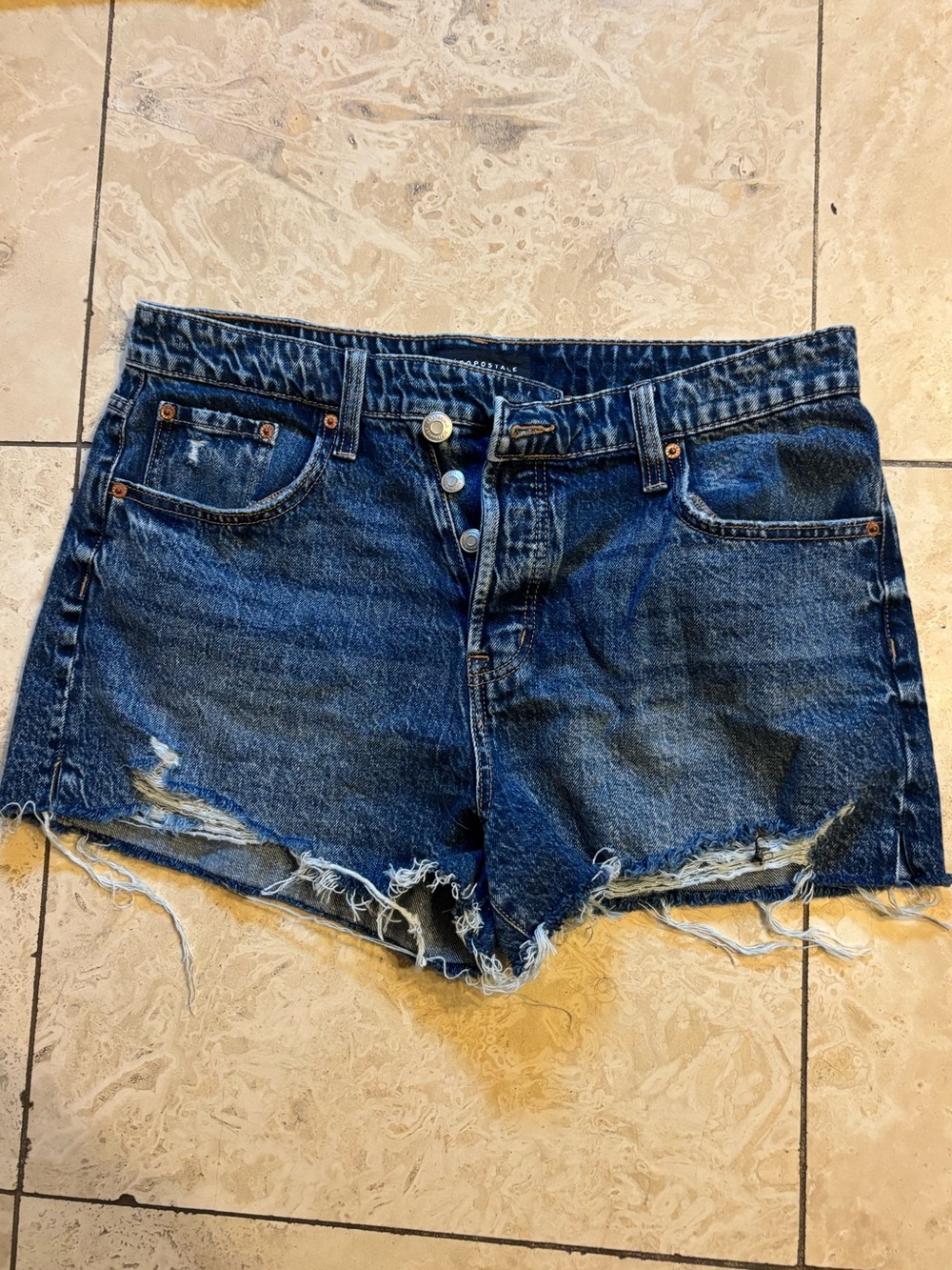 Aeropostale Vintage High Rise Dark Blue Denim Shorts